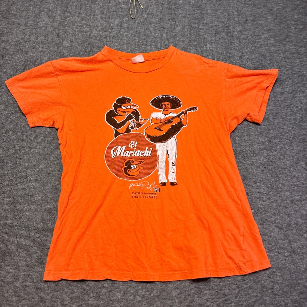 MLB Baltimore Orioles Miguel Gonzalez El Mariachi‎ Orange T-Shirt medium Graphic
